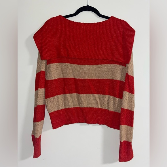 J.Crew Sailor-collar pullover sweater in khaki red stripes - Picture 7 of 8
